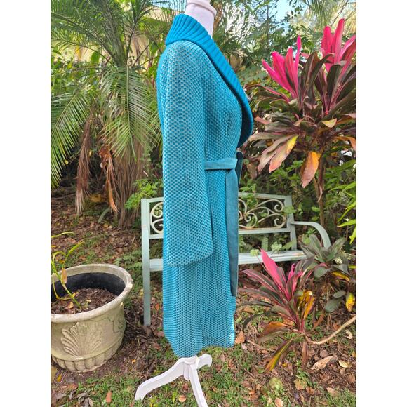 Authentic Gucci Coat Vintage Long Wrap Leather & Wool Size Small - Picture 3 of 6